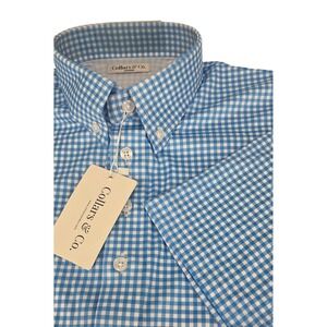 Collars and Co Oxford Button Down Collar Polo Newport Light Blue Gingham Medium
